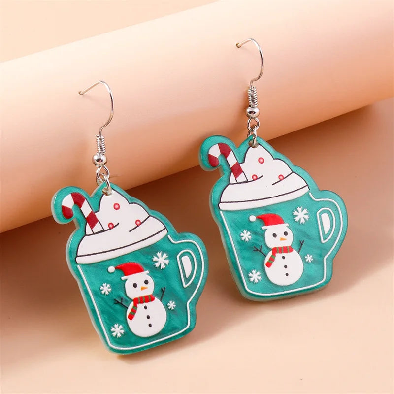 Aihua Cute Christmas Earrings For Women Xmas Festive Christmas Tree Santa Deer Sock Gingerbread Man Earrings Happy New Year Gift