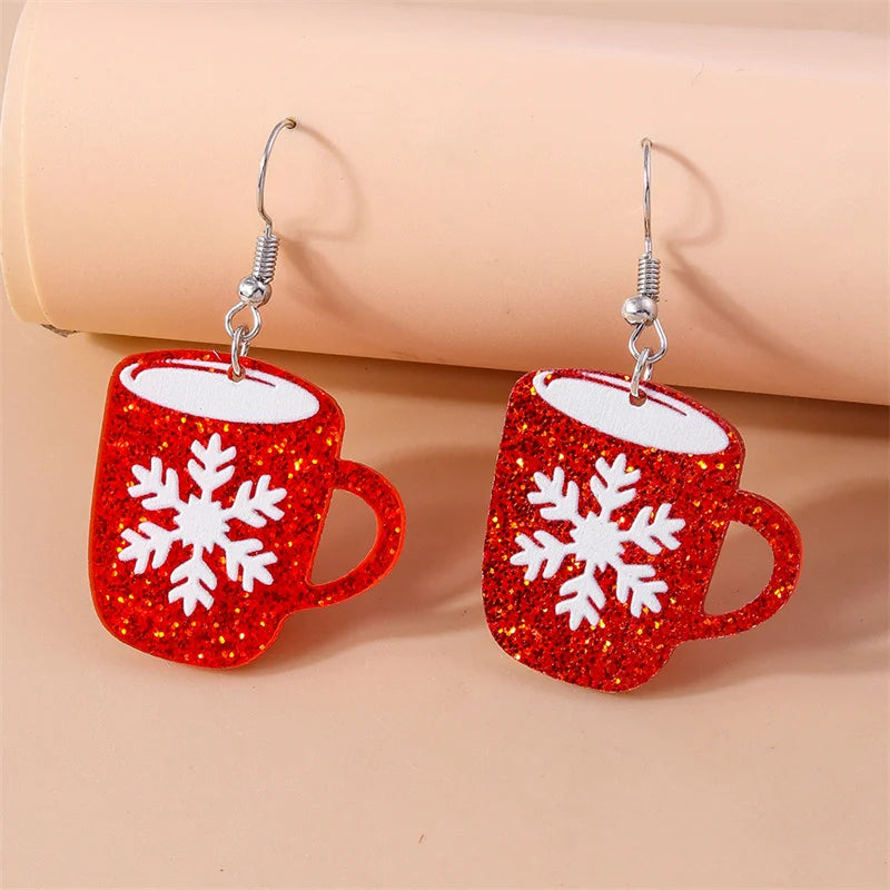 Aihua Cute Christmas Earrings For Women Xmas Festive Christmas Tree Santa Deer Sock Gingerbread Man Earrings Happy New Year Gift