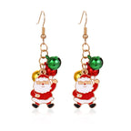 Beautiful European and American New Christmas Earrings Female Creative Fashion Drip Oil Christmas Tree Grass Ring Bell Earrings