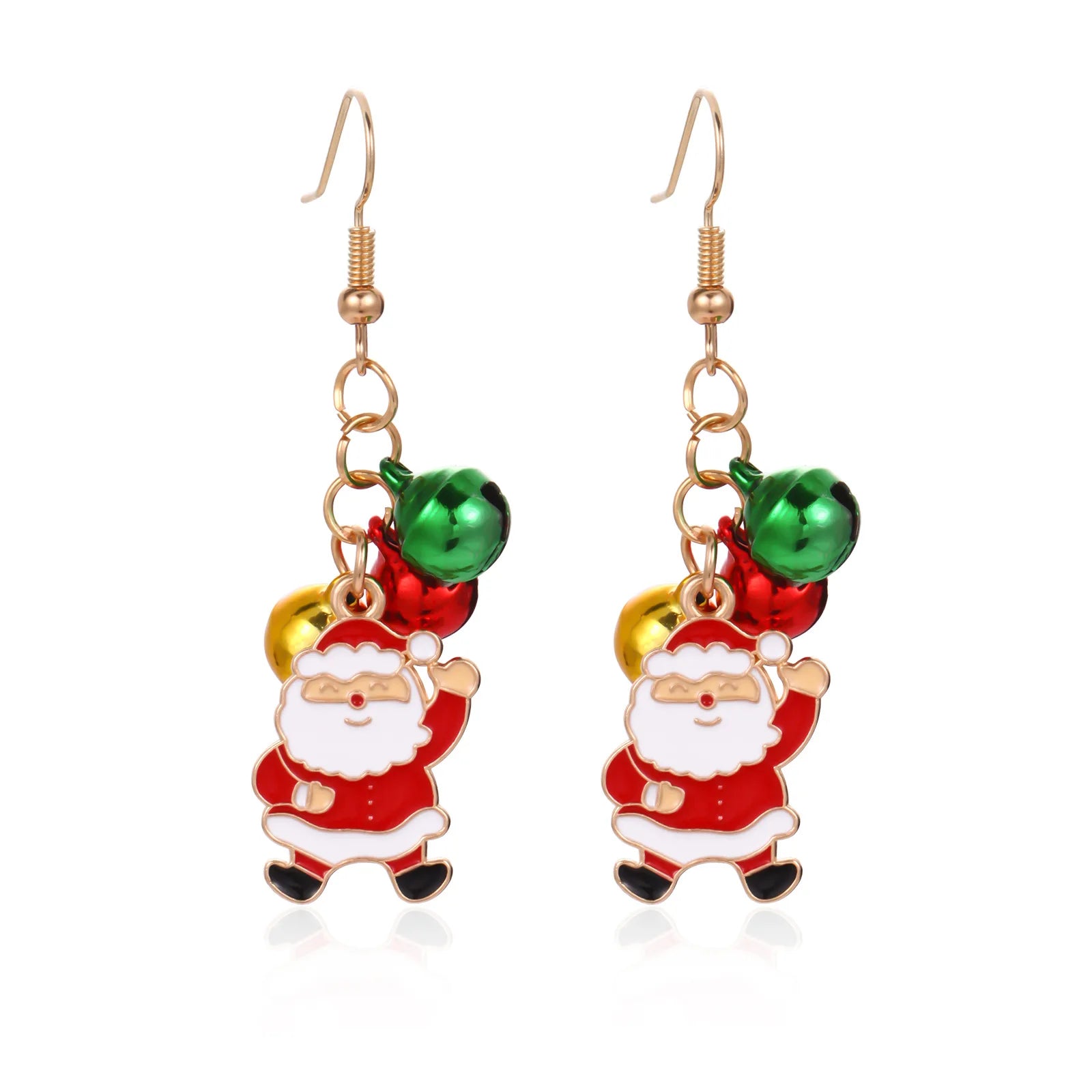 Beautiful European and American New Christmas Earrings Female Creative Fashion Drip Oil Christmas Tree Grass Ring Bell Earrings