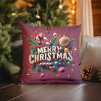 Decoración del hogar, regalos de Feliz Navidad y funda de almohada con bolas, funda de cojín con patrón adecuada