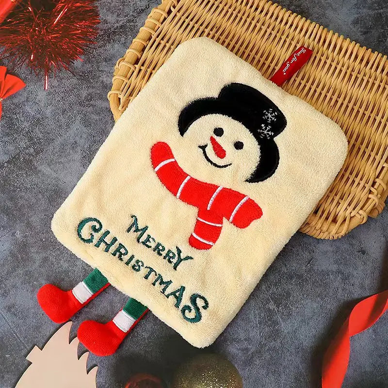Xmas Cute Hanging Hand Towel: Thick Coral Fleece, Absorbent Quick-Dry Kitchen Rag, Christmas Home Decor & Friend Gift