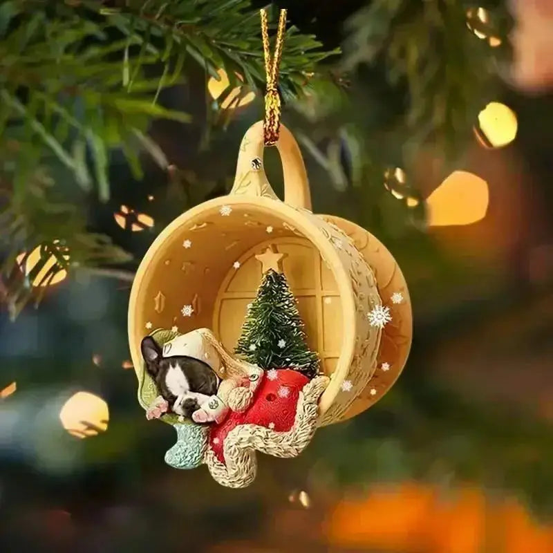 Christmas Tree Pendant Dog Animal Drop Ornament In Snow Pocket Hanging New Year Festive Party Supplies Room Decoration Xmas Gift