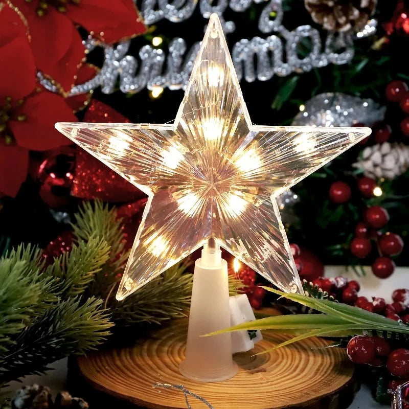 15/18cm Christmas Decoration LED Star Light Christmas Tree Pendant Ornaments for Home Decor Navidad New Year 2025 Gift Accessory