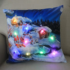 Fundas de almohada de Navidad con dibujos animados, 18x18 pulgadas, LED, Decoración de luces para el hogar, habitación de niños