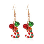 Beautiful European and American New Christmas Earrings Female Creative Fashion Drip Oil Christmas Tree Grass Ring Bell Earrings