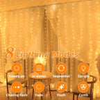 Solar Curtain Light LED Outdoor Waterproof 300leds Garland Decoration String Lights Yard Fairy Garland String Lights