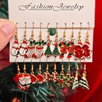 20PCS Women Cartoon Christmas Earring Set Fashion Cute Santa Claus Christmas Tree Pendant Earrings, Christmas Gifts