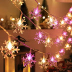 1pc LED Christmas Snowflake String Light Indoor & Outdoor Hanging Decorative Lighting Fairy Atmosphere Lamp For Garden Party