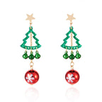 Christmas Holiday Drop Earrings Star Hollow Xmas Tree Bell Snowflake Pattern Round Ball Fringe Earrings For Women Men Jewelry