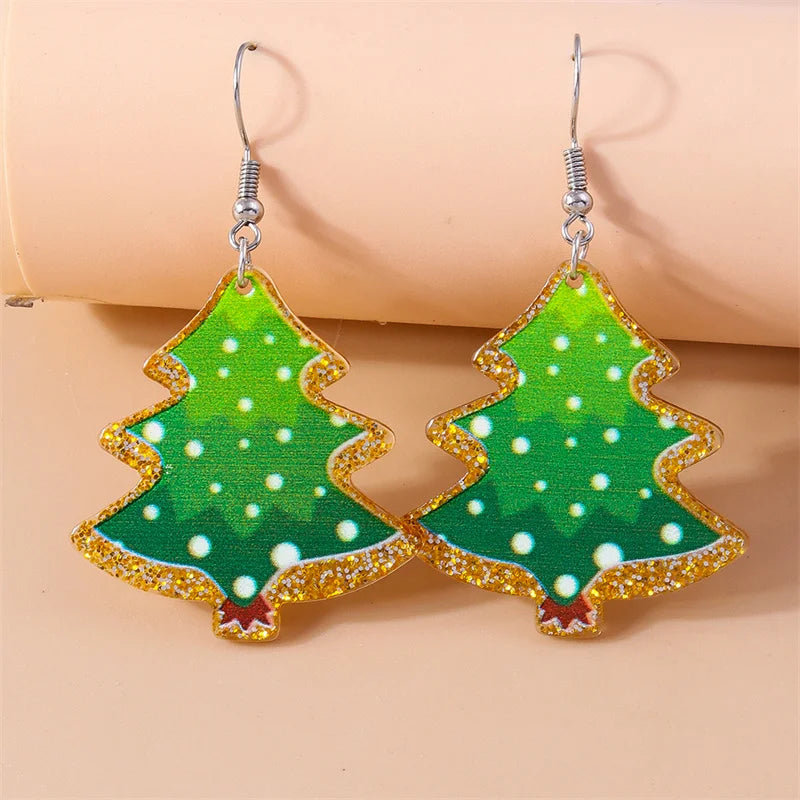 Aihua Cute Christmas Earrings For Women Xmas Festive Christmas Tree Santa Deer Sock Gingerbread Man Earrings Happy New Year Gift