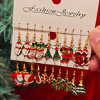 20PCS Women Cartoon Christmas Earring Set Fashion Cute Santa Claus Christmas Tree Pendant Earrings, Christmas Gifts