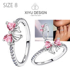 Christmas Bow Jewelry Set 925 Sterling Silver Fashion Earring Necklace Ring Bracelet Tie Set Original Women Fine Festival Gift