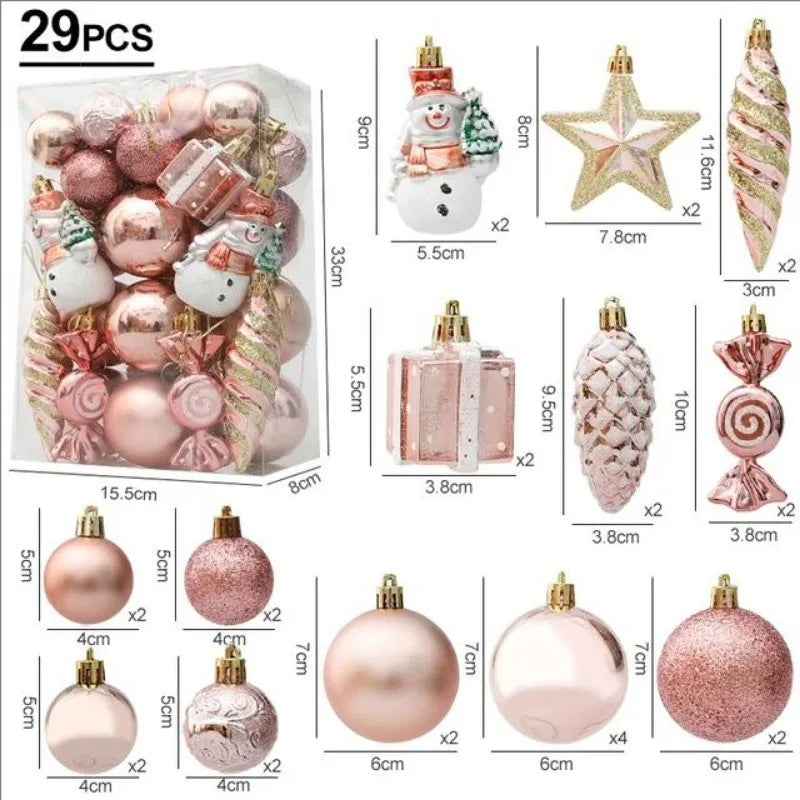 20/29pcs Christmas Ball Decoration Hanging Christmas Tree Pendant Ornaments For Home Room Decor New Year 2026 Gifts Accessories