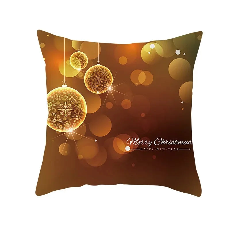 Funda de almohada de campana de bola dorada de Navidad, funda de cojín de asiento de oficina de coche, Serie Dorada, decoración