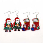 New Christmas Earrings Christmas Socks Hats Snowman Cute Cat Acrylic Earrings for Women Jewelry Gift Wholesale