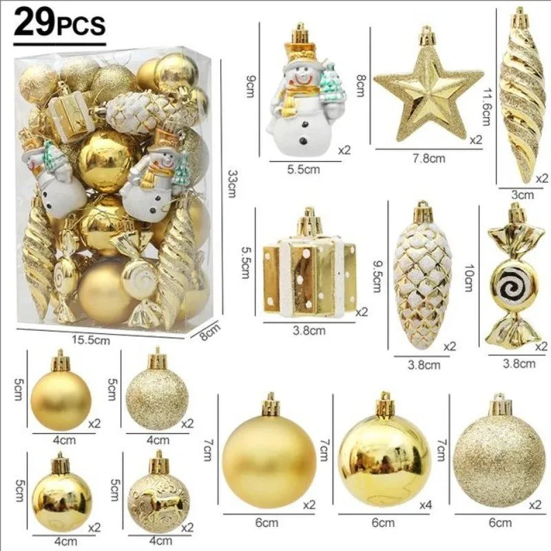 20/29pcs Christmas Ball Decoration Hanging Christmas Tree Pendant Ornaments For Home Room Decor New Year 2026 Gifts Accessories