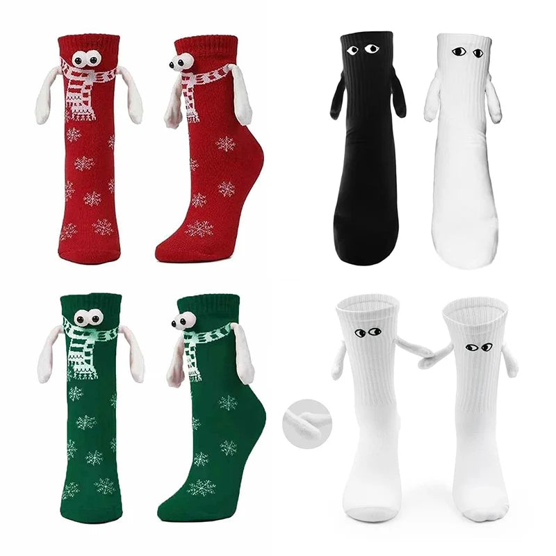 Christmas Socks for Couples Funny Holding Hands Stockings Fillers Christmas Gifts Hand In Hand Cotton Magnetic Socks Men Women