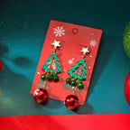 Christmas Holiday Drop Earrings Star Hollow Xmas Tree Bell Snowflake Pattern Round Ball Fringe Earrings For Women Men Jewelry