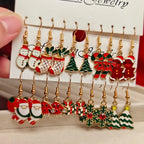 20PCS Women Cartoon Christmas Earring Set Fashion Cute Santa Claus Christmas Tree Pendant Earrings, Christmas Gifts