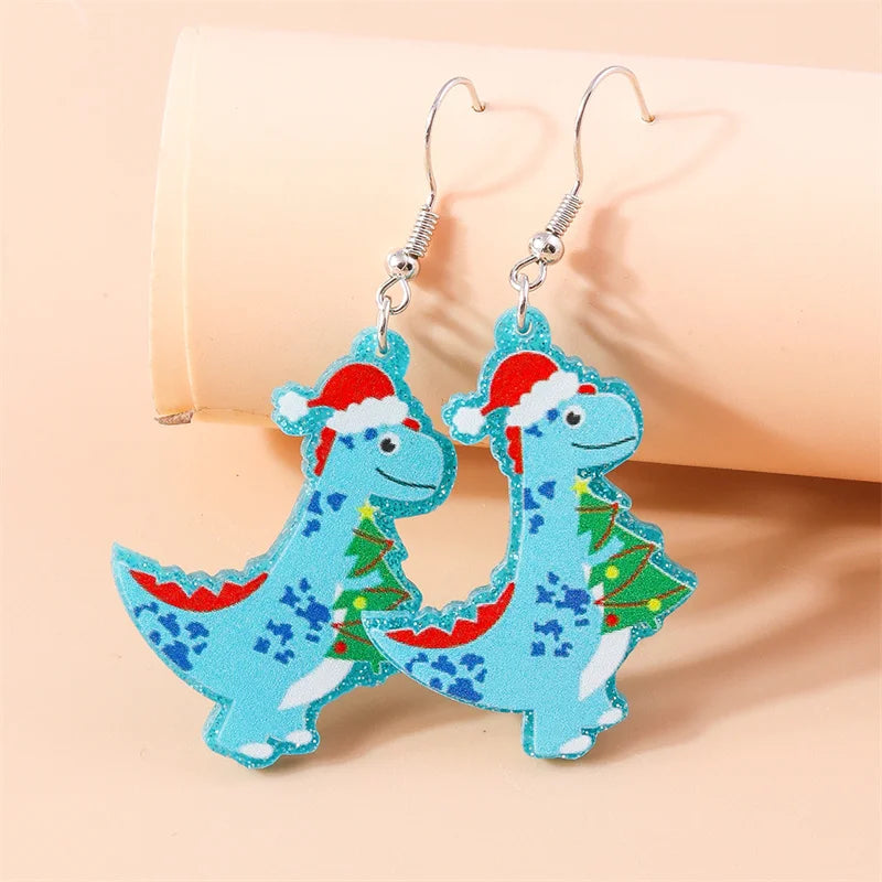 Aihua Cute Christmas Earrings For Women Xmas Festive Christmas Tree Santa Deer Sock Gingerbread Man Earrings Happy New Year Gift