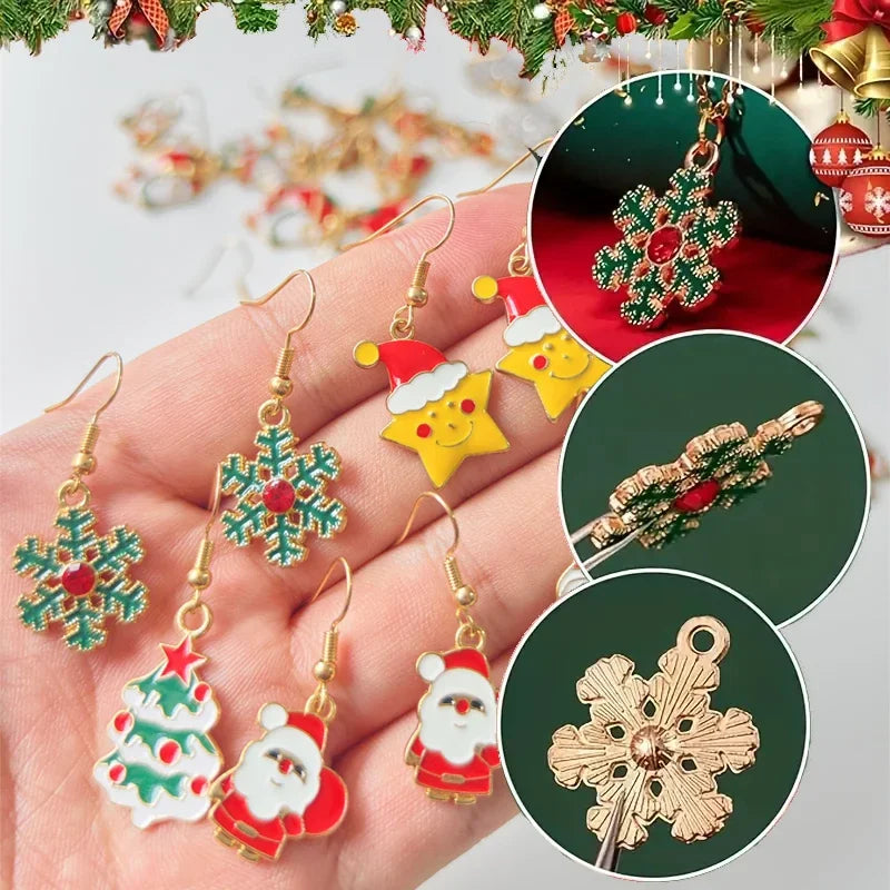 50PCS Christmas Cartoon Series Earrings, Made of Alloy with Drip Glaze Technique, Are Perfect for Christmas Surprise Gifts