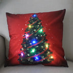 Fundas de almohada de Navidad con dibujos animados, 18x18 pulgadas, LED, Decoración de luces para el hogar, habitación de niños
