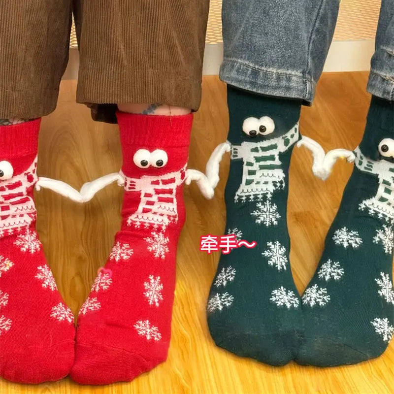 Christmas Socks for Couples Funny Holding Hands Stockings Fillers Christmas Gifts Hand In Hand Cotton Magnetic Socks Men Women