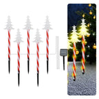 5PCS Outdoor Solar Christmas Lawn Lights, LED Santa Claus Snowman Christmas Tree Stake, Waterproof Garden Pathway Decoration