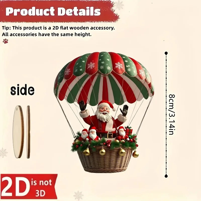 10Pcs Christmas2025 2D New Christmas Hot Air Balloon Santa Acrylic Hanging Decor Bedroom  Living Room Wall Home Decoration 2026
