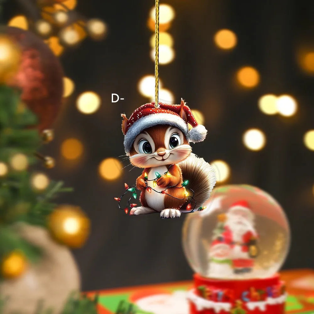 Cartoon Christmas Pendant 2D Flat Acrylic Christmas Decoration Xmas Tree Hanging Ornament 2025 Navidad Decor 2026 New Year Gifts