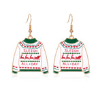 Beautiful European and American New Christmas Earrings Female Creative Fashion Drip Oil Christmas Tree Grass Ring Bell Earrings