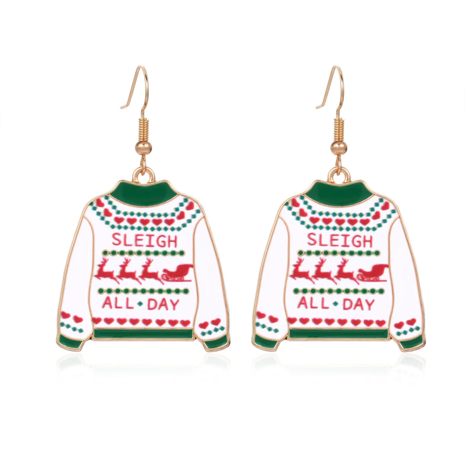 Beautiful European and American New Christmas Earrings Female Creative Fashion Drip Oil Christmas Tree Grass Ring Bell Earrings