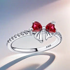 Christmas Bow Jewelry Set 925 Sterling Silver Fashion Earring Necklace Ring Bracelet Tie Set Original Women Fine Festival Gift