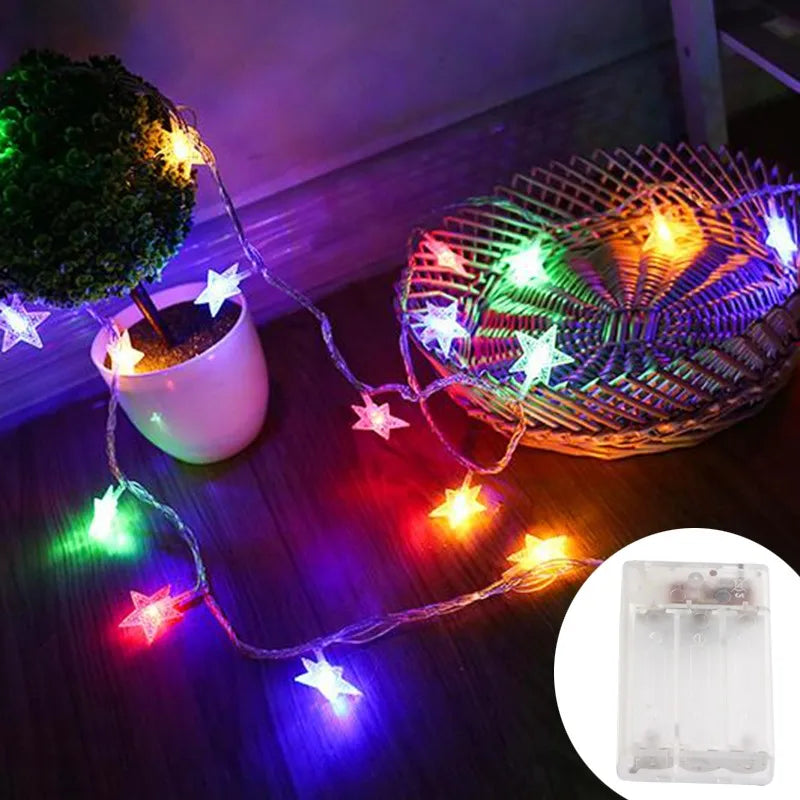 LED Star Fairy Lights Outdoor Chain Lights Garland Bulb String Lights Party Home Wedding Terrace Garden Christmas Decoration