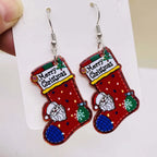 New Christmas Earrings Christmas Socks Hats Snowman Cute Cat Acrylic Earrings for Women Jewelry Gift Wholesale