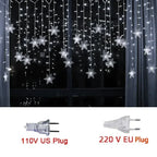110V 220V Snowflakes  Curtain Garland on The Window Fairy Lights New Year Garland Festoon Led Lights String Christmas Decor