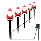 5PCS Outdoor Solar Christmas Lawn Lights, LED Santa Claus Snowman Christmas Tree Stake, Waterproof Garden Pathway Decoration