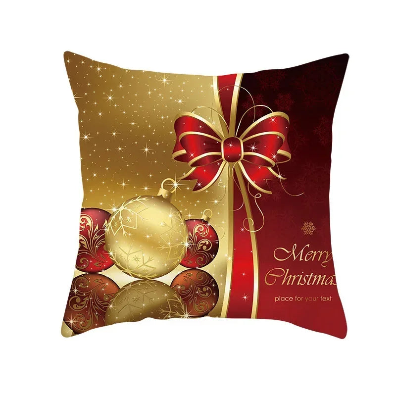 Funda de almohada de campana de bola dorada de Navidad, funda de cojín de asiento de oficina de coche, Serie Dorada, decoración