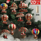 10Pcs Christmas2025 2D New Christmas Hot Air Balloon Santa Acrylic Hanging Decor Bedroom  Living Room Wall Home Decoration 2026