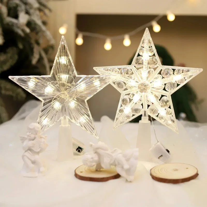 15/18cm Christmas Decoration LED Star Light Christmas Tree Pendant Ornaments for Home Decor Navidad New Year 2025 Gift Accessory