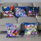 Fundas de almohada de Navidad con dibujos animados, 18x18 pulgadas, LED, Decoración de luces para el hogar, habitación de niños