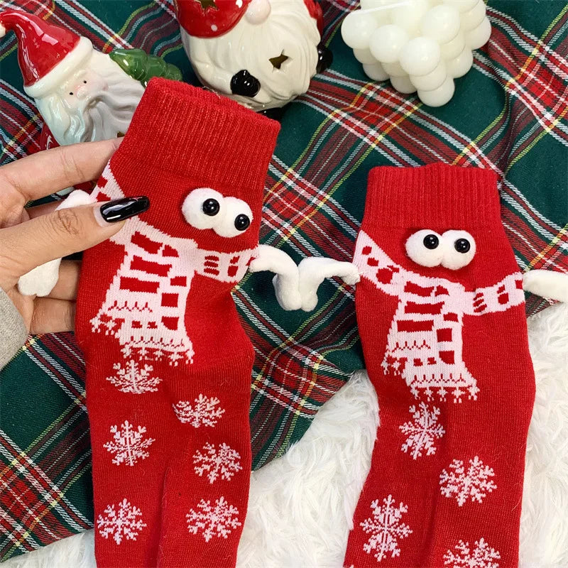 Christmas Socks for Couples Funny Holding Hands Stockings Fillers Christmas Gifts Hand In Hand Cotton Magnetic Socks Men Women