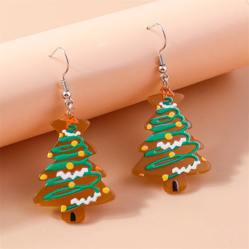 Aihua Cute Christmas Earrings For Women Xmas Festive Christmas Tree Santa Deer Sock Gingerbread Man Earrings Happy New Year Gift