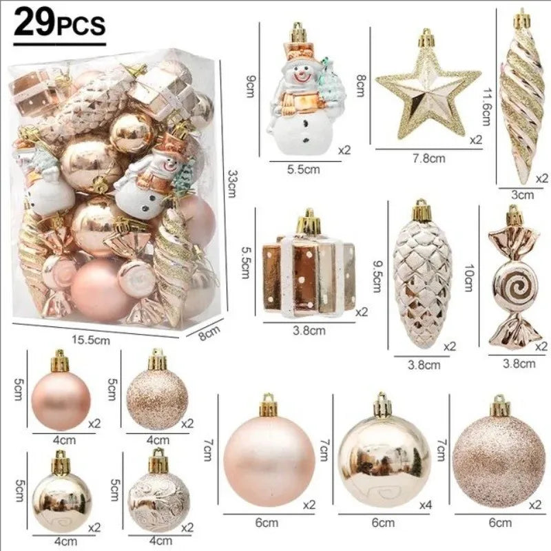 20/29pcs Christmas Ball Decoration Hanging Christmas Tree Pendant Ornaments For Home Room Decor New Year 2026 Gifts Accessories
