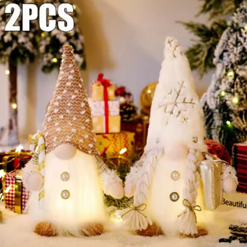 LED Christmas Decorations Light Bedroom Christmas Gnomes Plush Doll Ornaments Knited Elf Dwarf Gift Home Indoor Table Decor Lamp