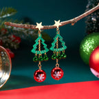 Christmas Holiday Drop Earrings Star Hollow Xmas Tree Bell Snowflake Pattern Round Ball Fringe Earrings For Women Men Jewelry