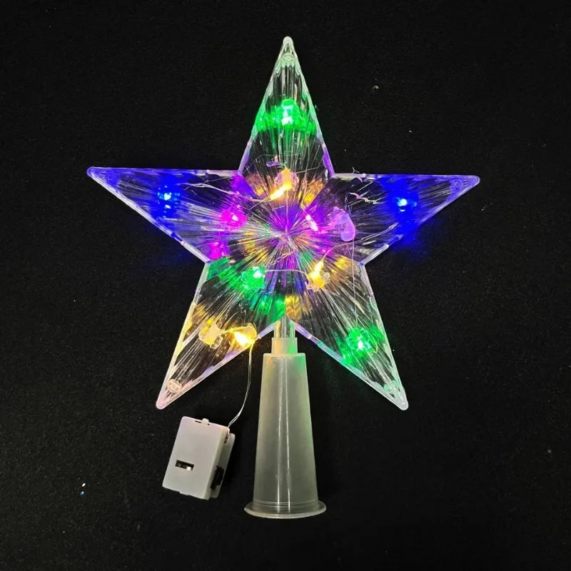 15/18cm Christmas Decoration LED Star Light Christmas Tree Pendant Ornaments for Home Decor Navidad New Year 2025 Gift Accessory