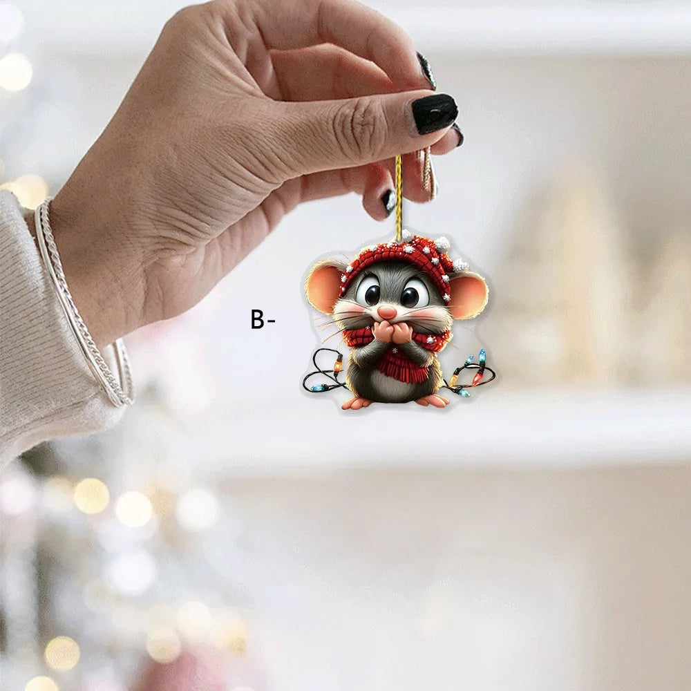 Cartoon Christmas Pendant 2D Flat Acrylic Christmas Decoration Xmas Tree Hanging Ornament 2025 Navidad Decor 2026 New Year Gifts