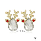New Trendy Rhinestone Imitation Pearl Snowflake Bell Elk Christmas Hat Stud Earrings For Women Christmas Jewelry Accessories